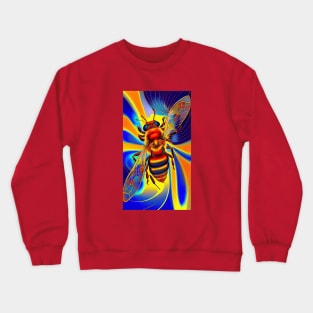 Abstract Honey Bee Image in Trippy Bright Vivid Colors Crewneck Sweatshirt